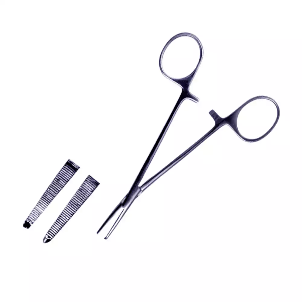 Зажим З-117, кровоостанавливающий 1x2 зубый зубчатый прямой, длина 125мм,  для новорожденных и детей раннего возраста