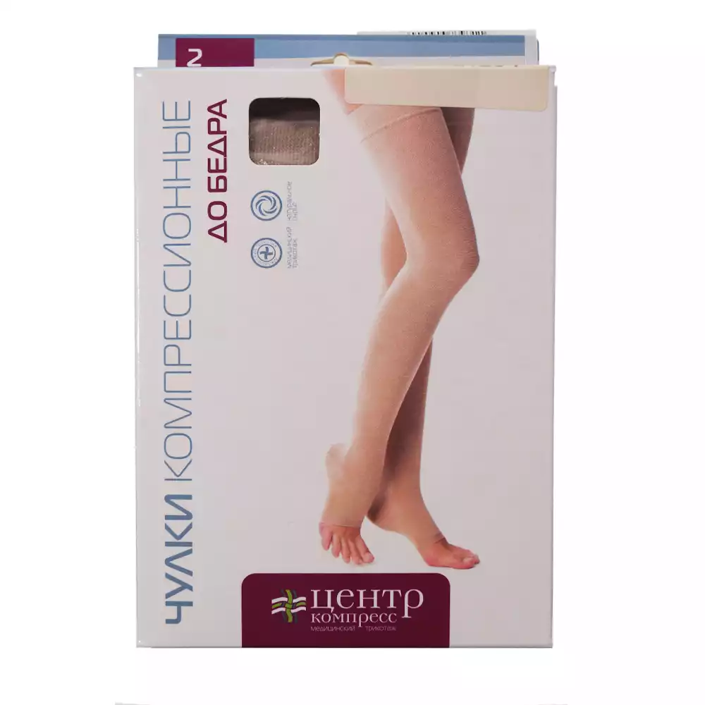 Чулок ЧККВ "ЦК" компрессионный кругловязаный, до бедра, с открытым мыском, компрессия 3 (28-35 мм рт.ст.), размер 4, цвет кремовый, штука