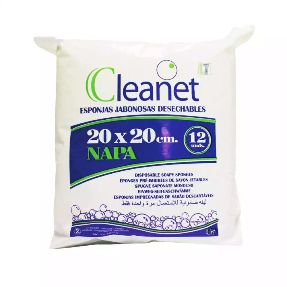 Губка одноразовая CLEANET, размер 20х20см, пенообразующая, одноразовая, упаковка 12шт