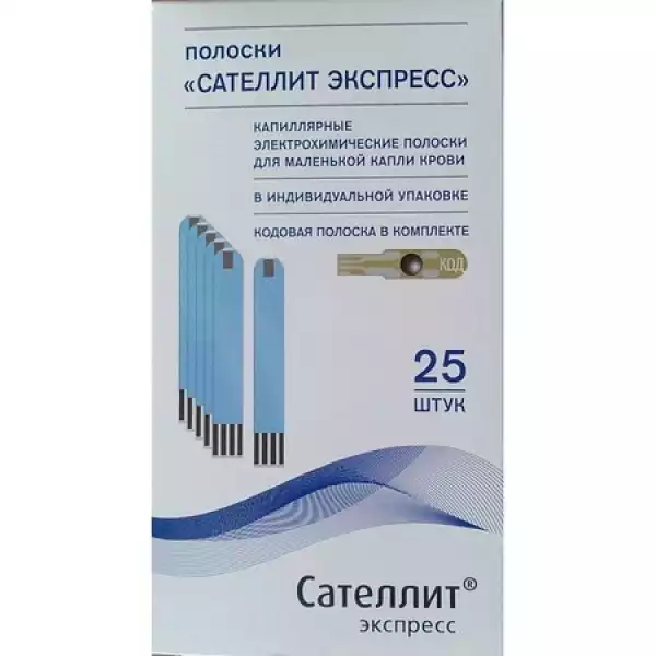 Тест-полоски электрохимические однократного применения ПКГ-03 "Сателлит Экспресс" упаковка №25