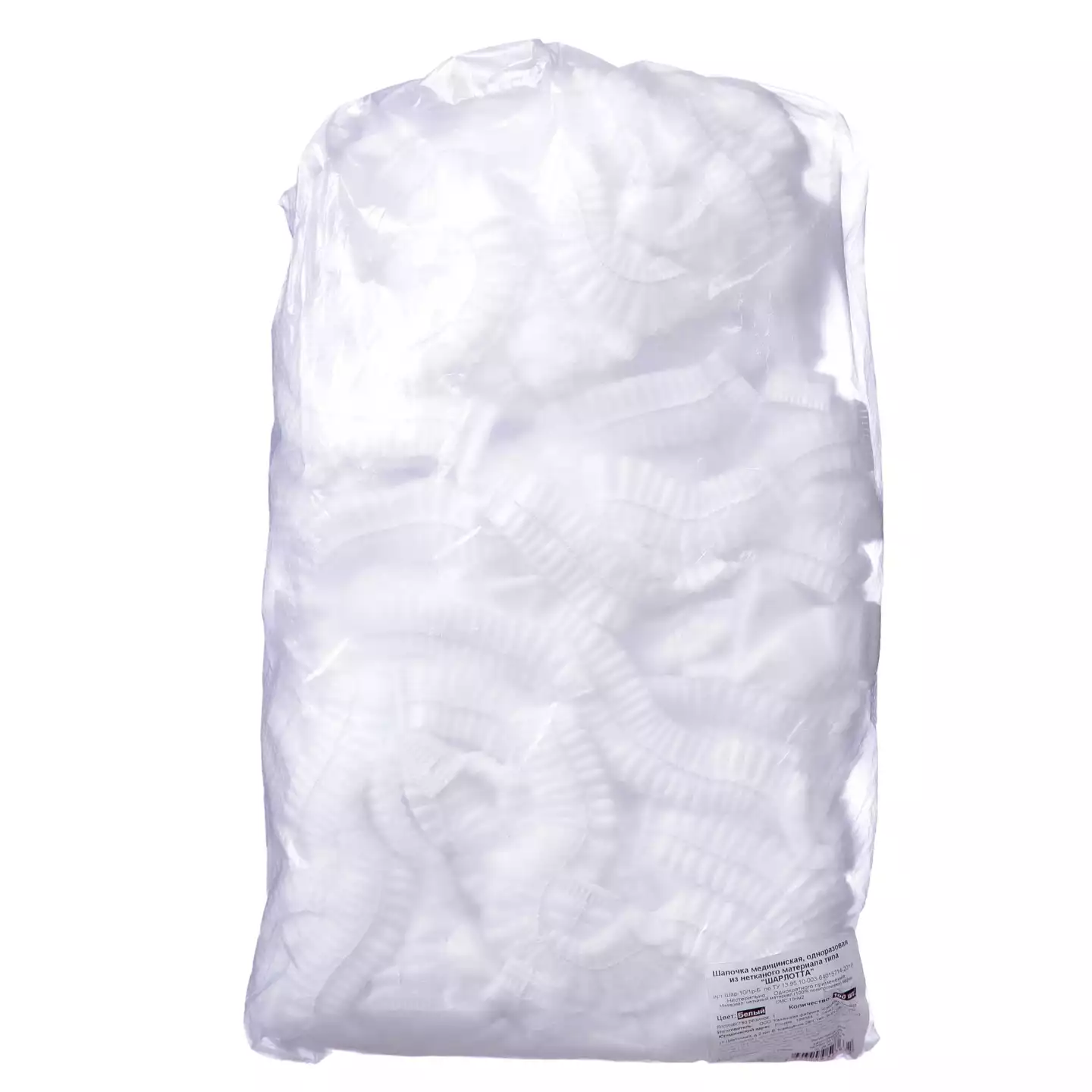 Шапочка Шарлотта (клип), материал спанбонд 14г/м2, нестерильная, цвет белый