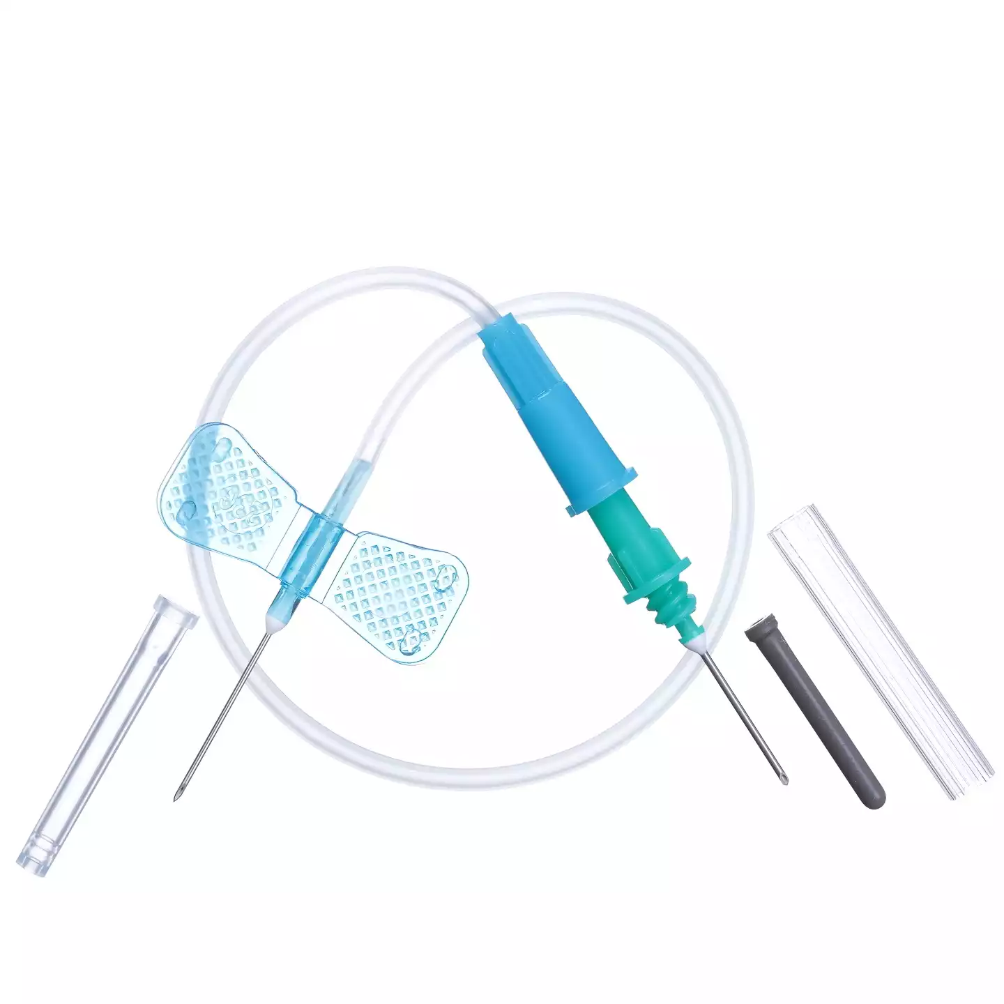 Игла - бабочка Lind-Vac, с луер-адаптером 23Gх3/4, диаметр 0,60мм, длина трубки 19см, стерильная, голубая