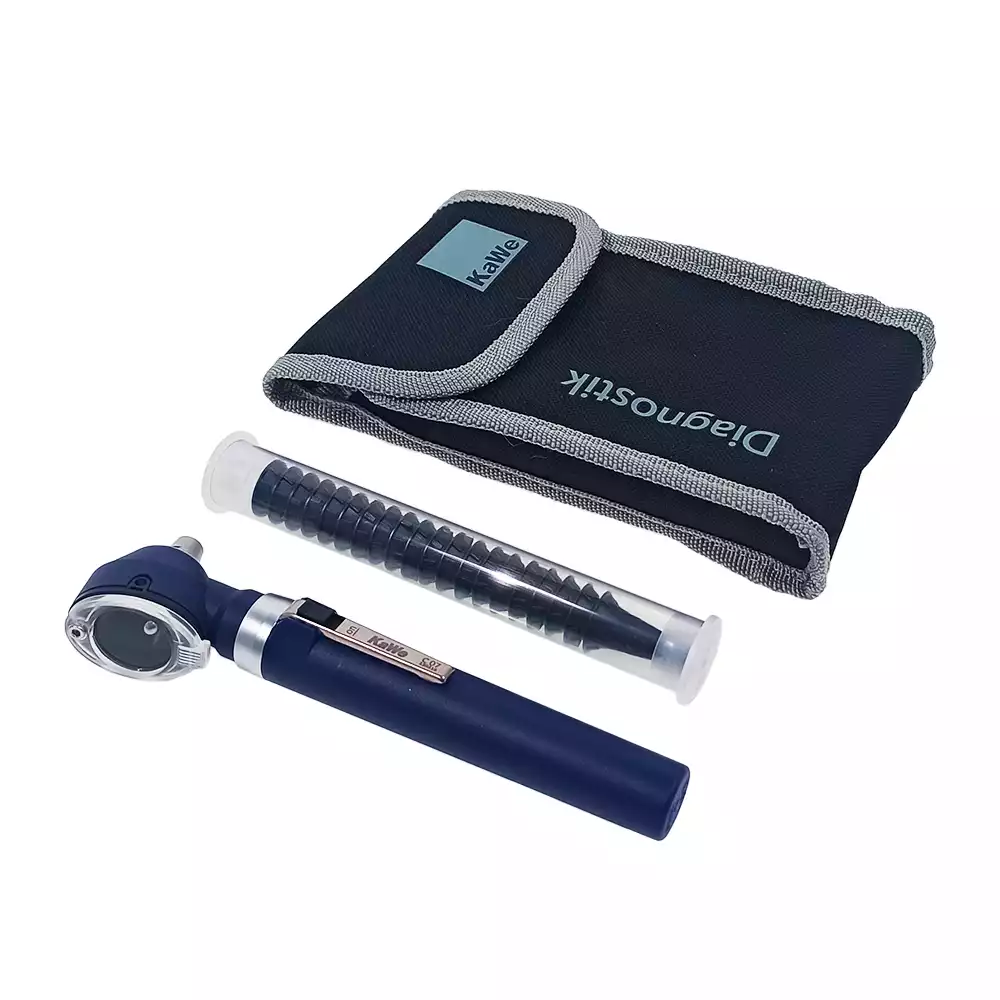 Отоскоп KAWE диагностический со стандартной оптикой, с принадлежностями (01.13100.232) корпус синий