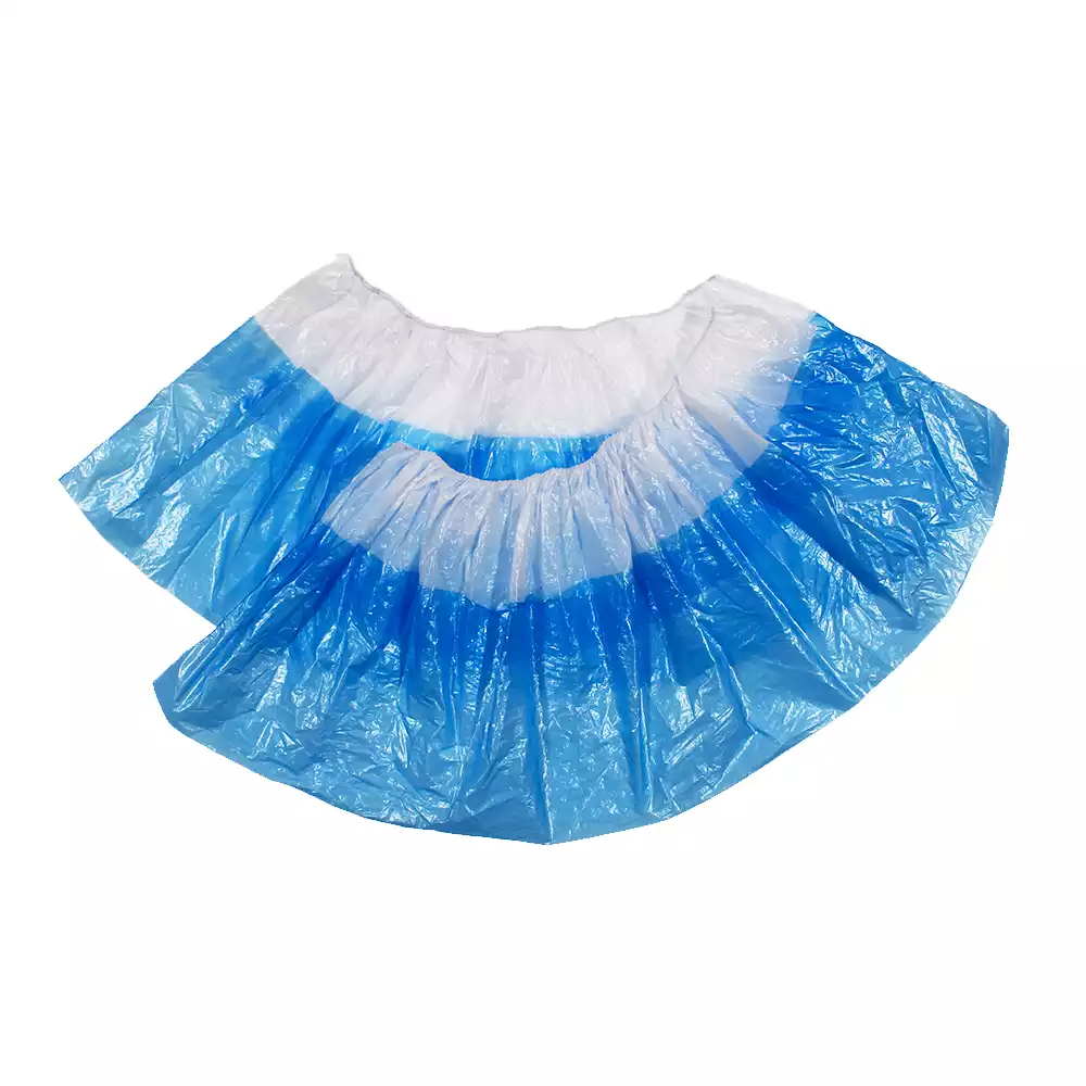 Бахилы Elegreen "Экстра" ПНД 8/8мкм, полиэтиленовые, гладкие, двойная подошва, вес 3,0 гр/пара, размер 390*140мм, бело-синие