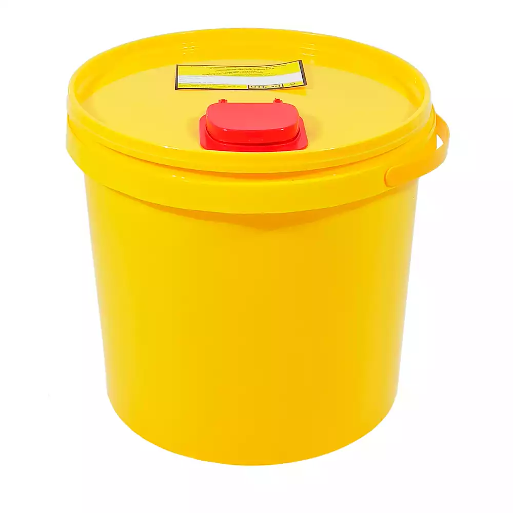 Емкость-контейнер для сбора острого инструментария (с иглосъемником), объем 10,0л (класс Б), желтая, одноразовая