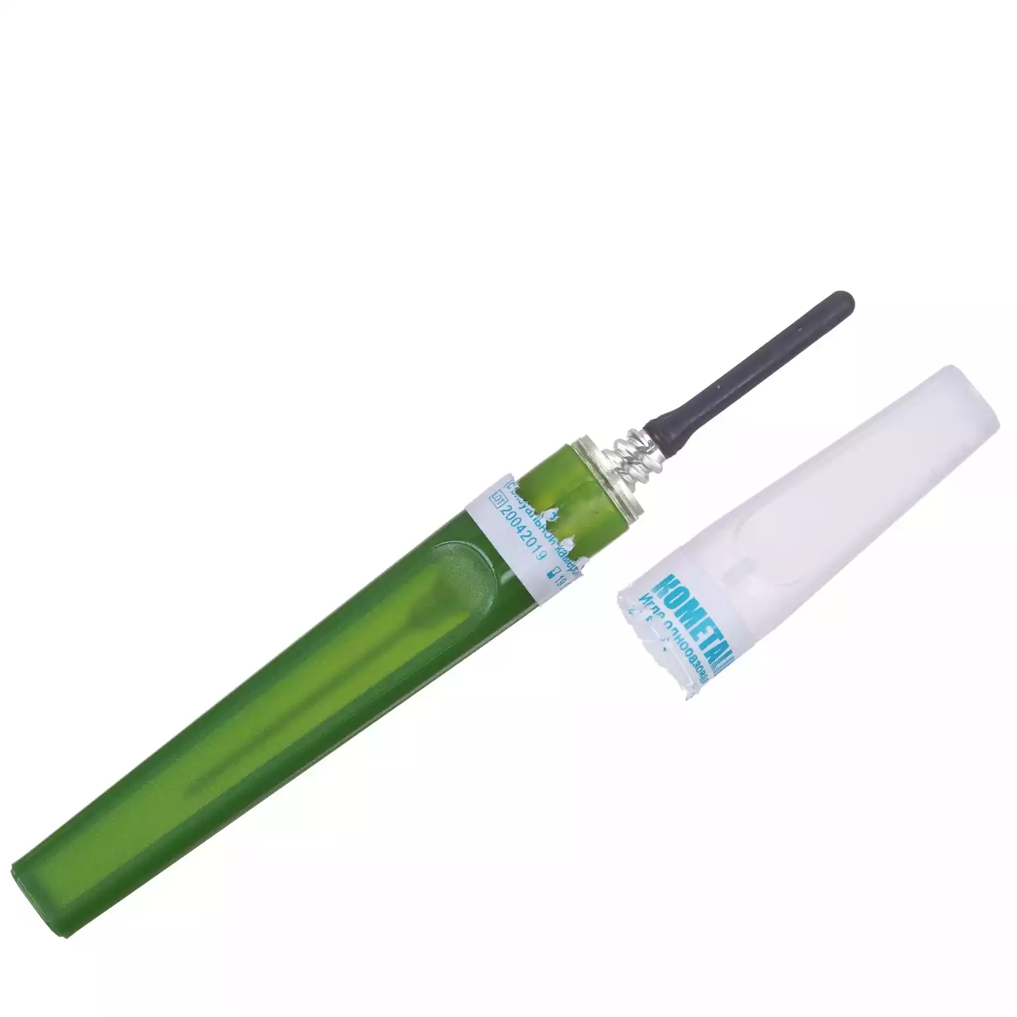 Игла 2-сторонняя 21G*1, 1/8, 0,8*28мм, цвет зелёный, с визуальной камерой