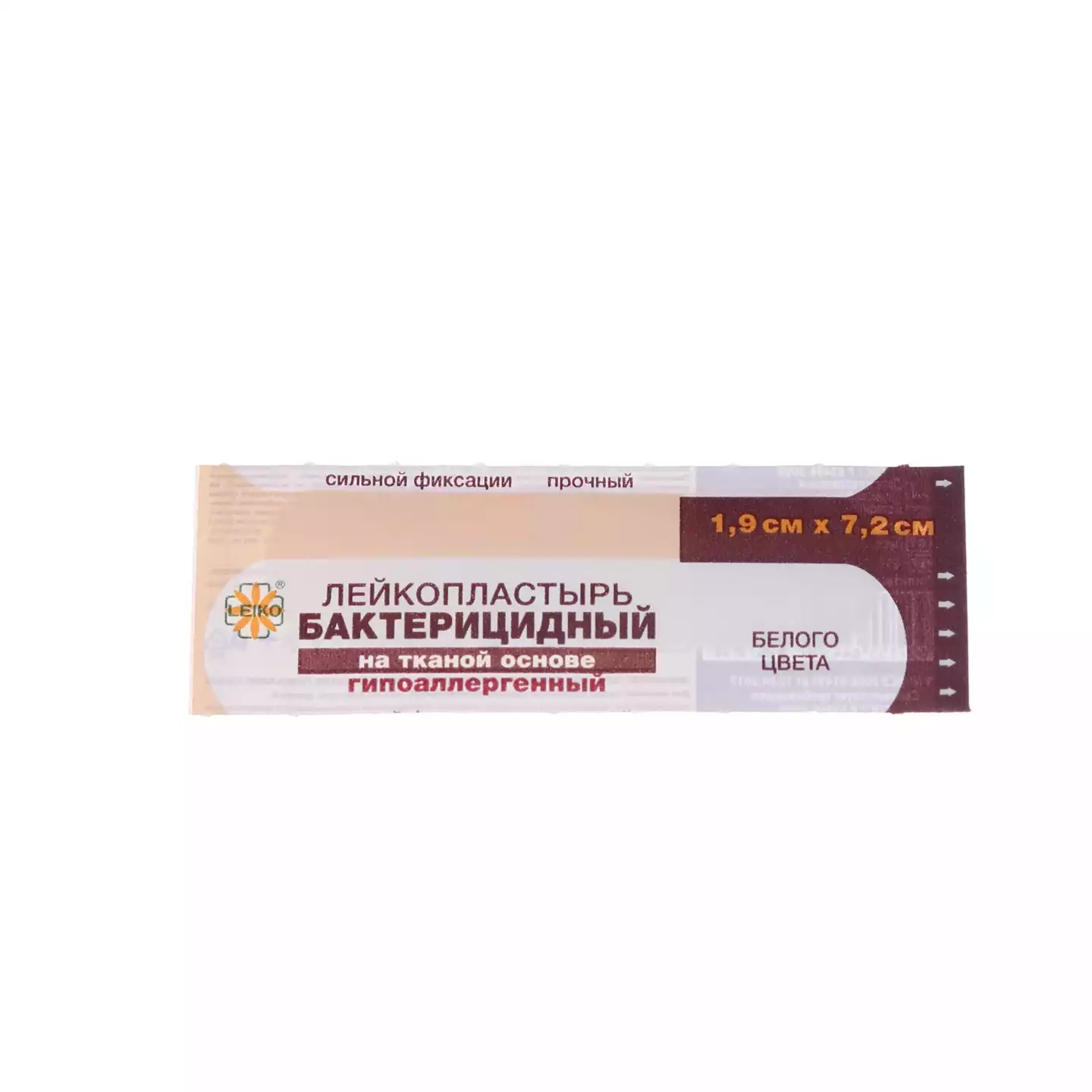 Лейкопластырь LEIKO бактерицидный, размер 1,9см*7,2см, белый, на тканевой основе, гипоаллергенный