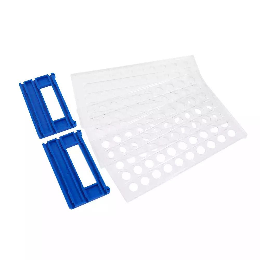 Штатив для пробирок диаметром 13мм, 50 гнезд, из полистирола + акрилонитрилбутадиенстирола (ABS).