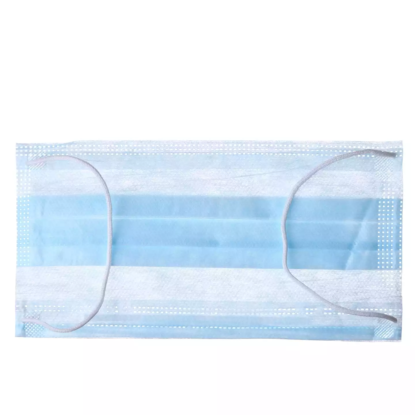 Маска медицинская 3-х слойная, с носовым фиксатором 10см, на резинке, материал СМС, нестерильная, голубая, п/э пакет