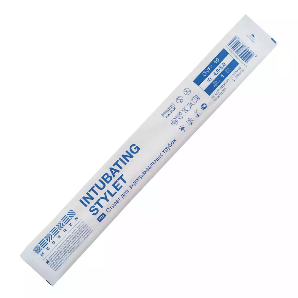 Стилет интубационный для эндотрахеальных трубок размер 10, длина 390мм, внешний диаметр 3,3мм