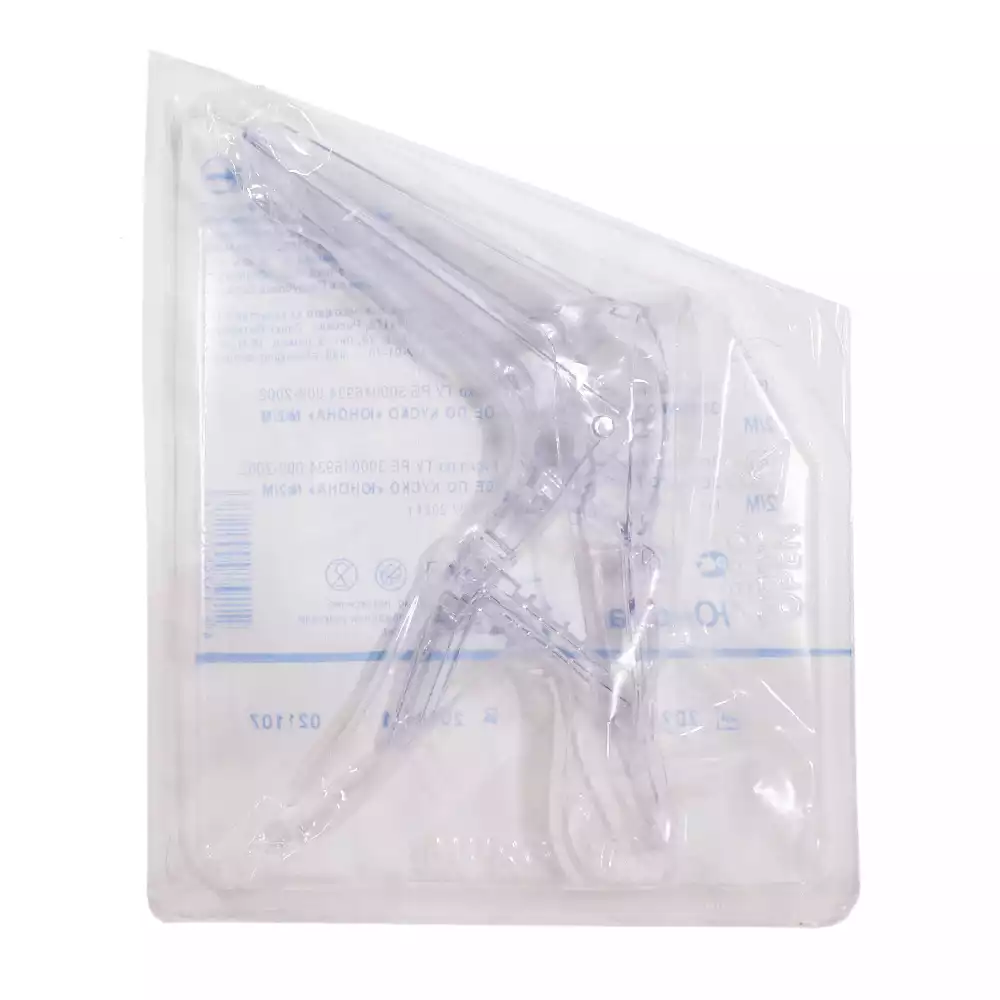 Зеркало гинекологическое по Куско «Юнона», размер №2(М), с центральным поворотным фиксатором, прозрачное, одноразовое, стерильное