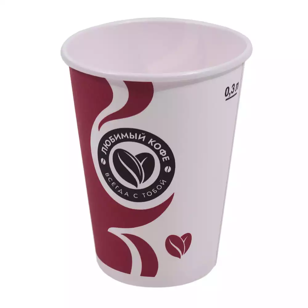 Стакан одноразовый Лайма 0,3 л, бумажный для холодного/горячего