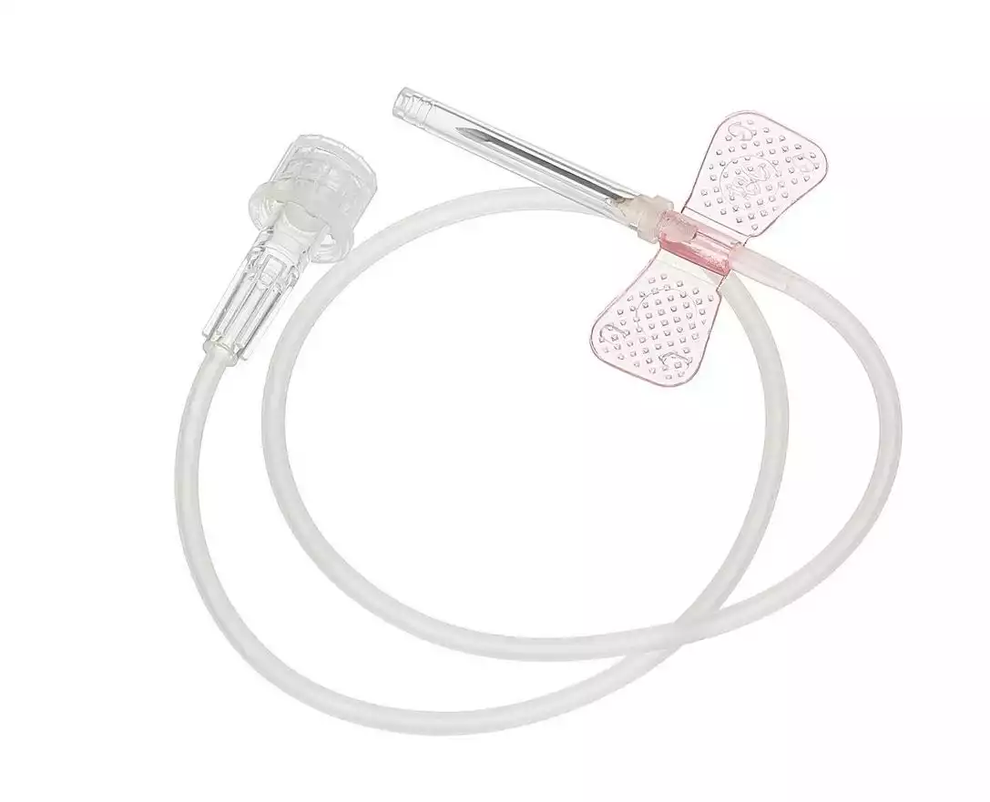 Устройство для вливания в малые вены: игла-бабочка (минивен) KDM 18G (1,2х19мм), длина трубки 30 см, соединение Луер Лок, стерильная, розовая