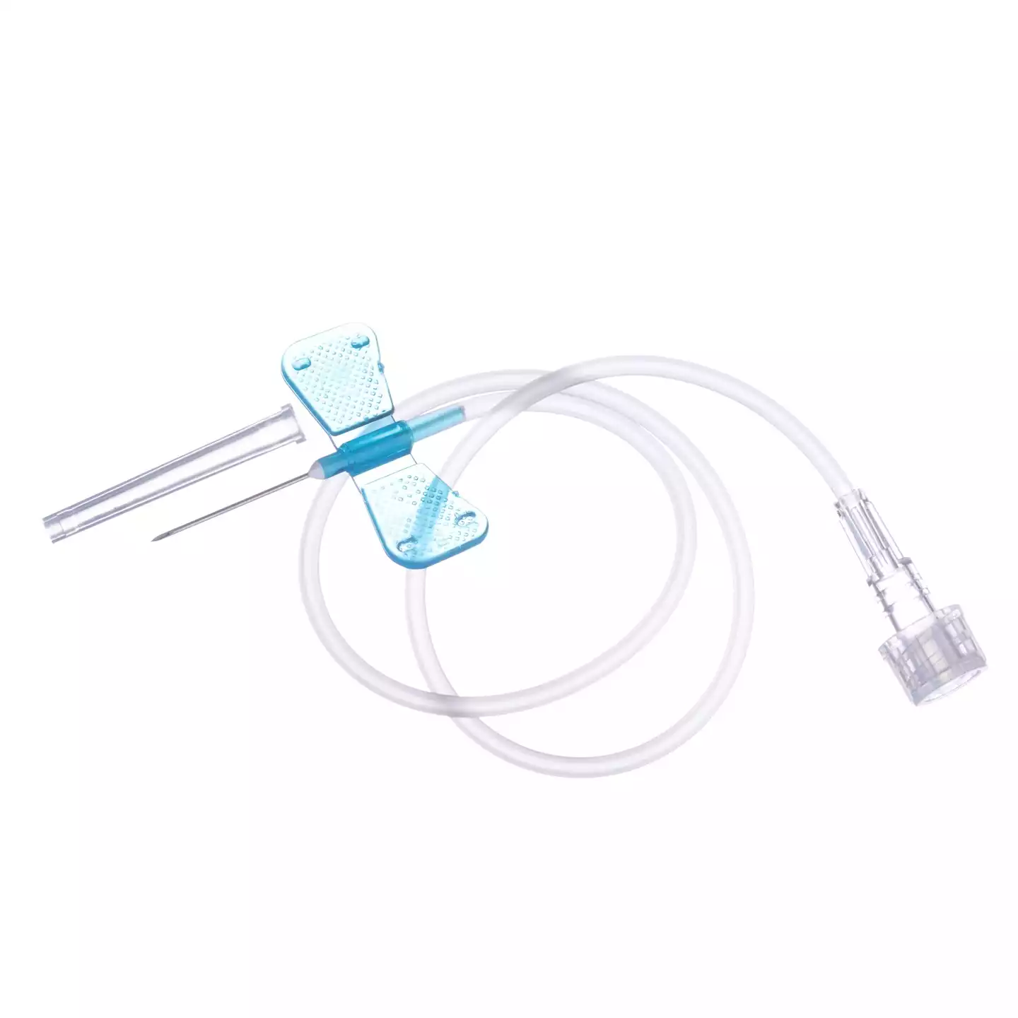 Устройство для вливания в малые вены:игла-бабочка (минивен) KDM 23G (0,6х19мм), длина трубки 30 см, соединение Луер Лок, стерильная, голубая