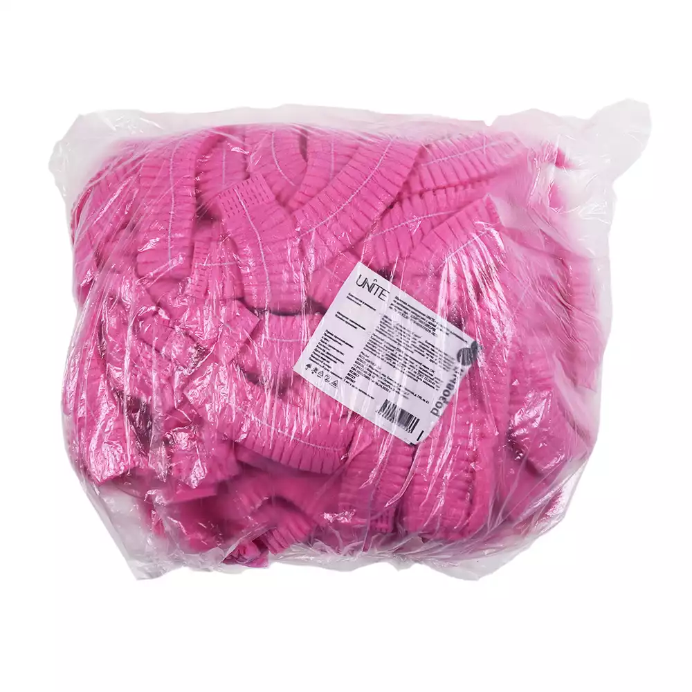 Шапочка Шарлотта (клип) Unite, материал СМС 12г/м2, одинарная резинка, нестерильная, розовая