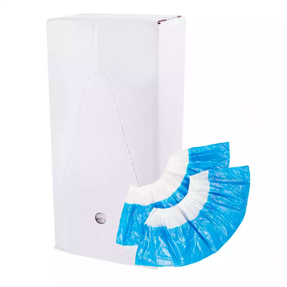 Бахилы "СУПЕР" ПНД 70мкм, полиэтиленовые, с двойной  резинкой, двойное дно, вес 70 гр/пара, размер 400*140мм, цвет - бело-синий, ЕВРОБЛОК