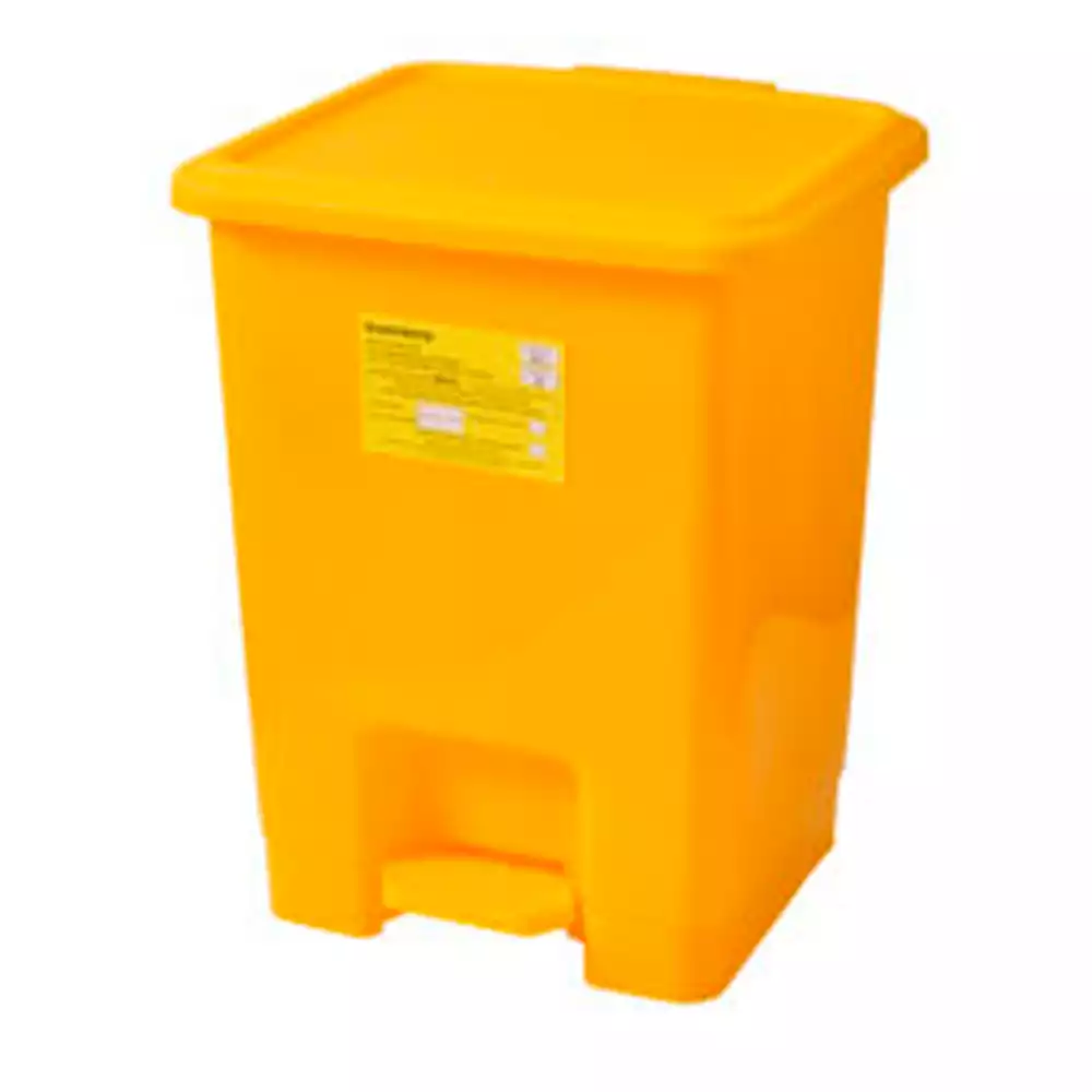 Бак 30,0л для сбора, хранения медицинских отходов (класс Б) "ТМ-02", с крышкой, педалью, цвет желтый, многоразовый