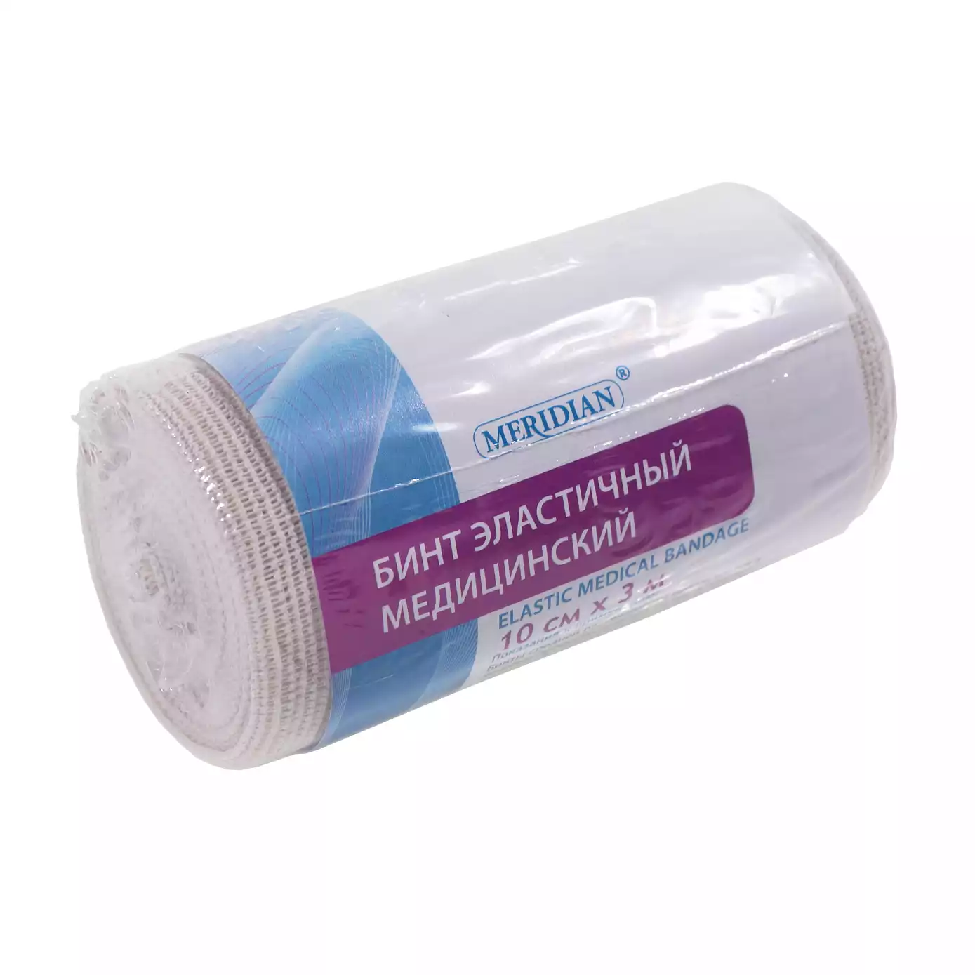 Бинт эластичный, размер 3,0м*10см, две фиксирующие клипсы