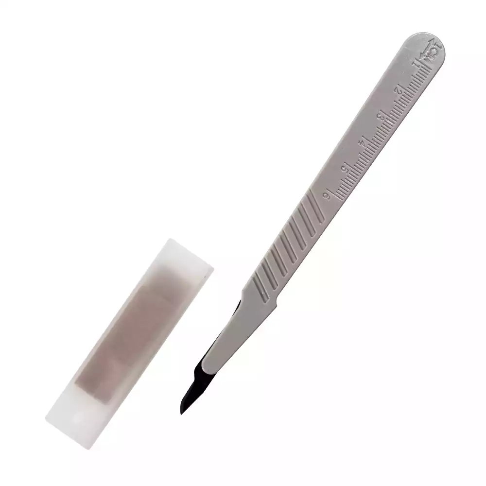 Скальпель с пластмассовой ручкой №15С CERTUS, нержавеющая сталь, одноразовый, стерильный