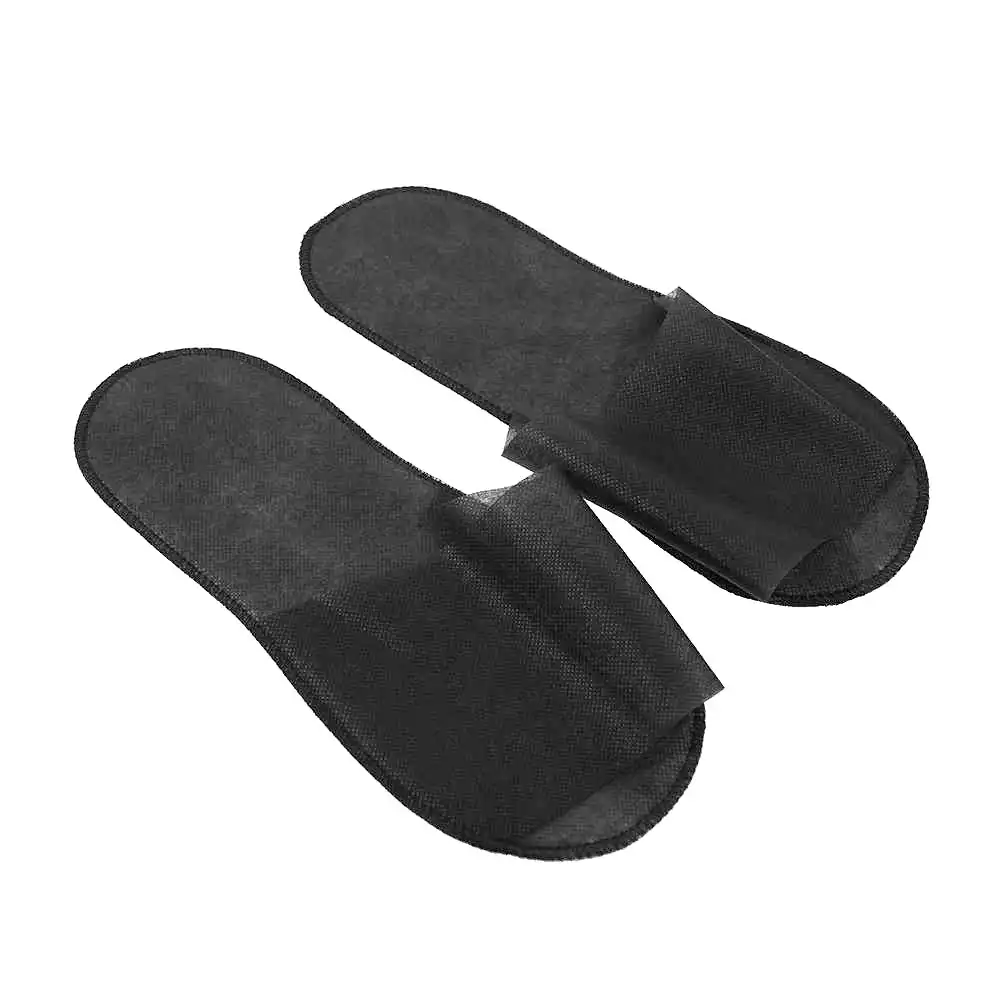 Тапочки одноразовые "Стандарт Плюс", с открытым мысом, на жесткой подошве, толщина 3мм, верх - СМС, размер 39-45, цвет черный