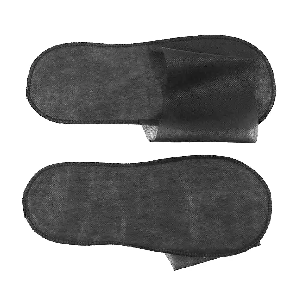 Тапочки одноразовые "Стандарт Плюс", с открытым мысом, на жесткой подошве, толщина 3мм, верх - СМС, размер 39-45, цвет черный