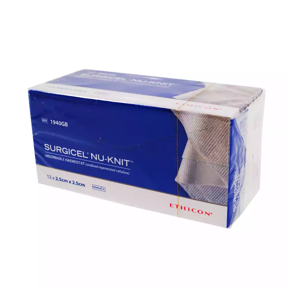 Материал "Серджисел Нью-Нит" хирургический гемостатический рассасывающийся, размер 2,5*2,5см, упаковка 12шт, стерильный, 1940GB (только под запрос Клиник)