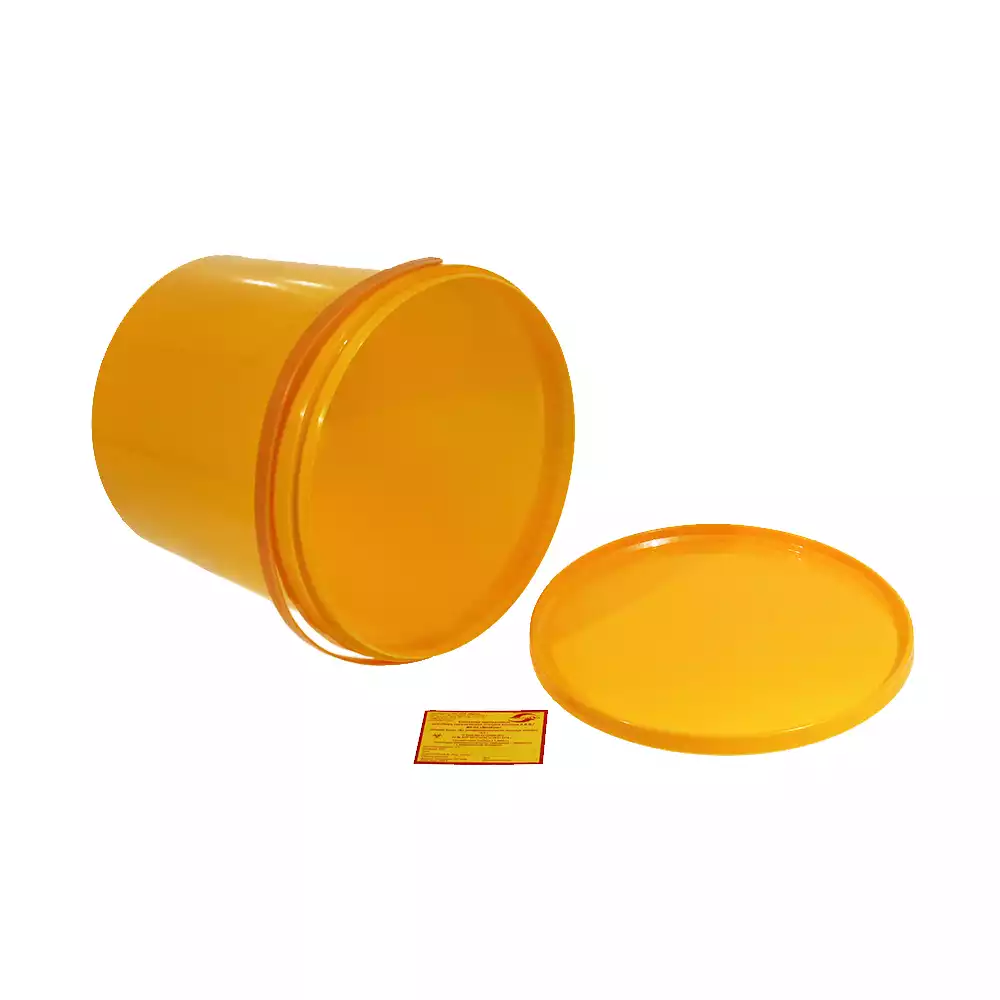 Бак 10,0л для сбора, хранения медицинских отходов (класс Б), с крышкой, цвет желтый, многоразовый