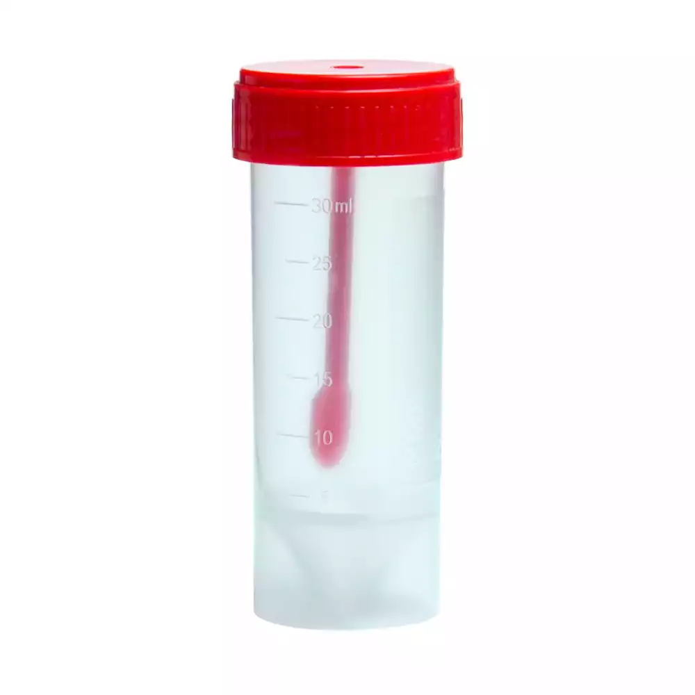 Контейнер 30мл, для взятия биоматериала, нестерильный, с завинчающейся крышкой, со шпателем