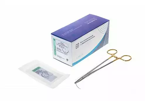 КАПРОН (полиамид) USP 3-0 (МР2), длина 500 см, плетеный неокрашенный нерассасывающийся, без иглы