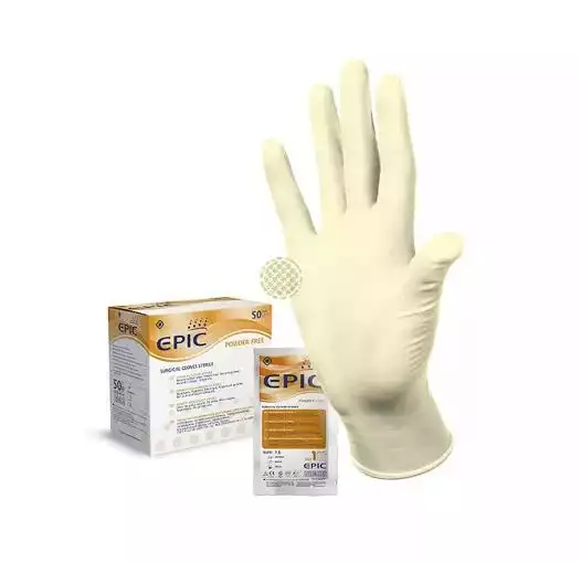 Перчатки EPIC SG PF хирургические, размер 8,0, латексные, неопудренные, текстурированные, стерильные, упаковка 50 пар