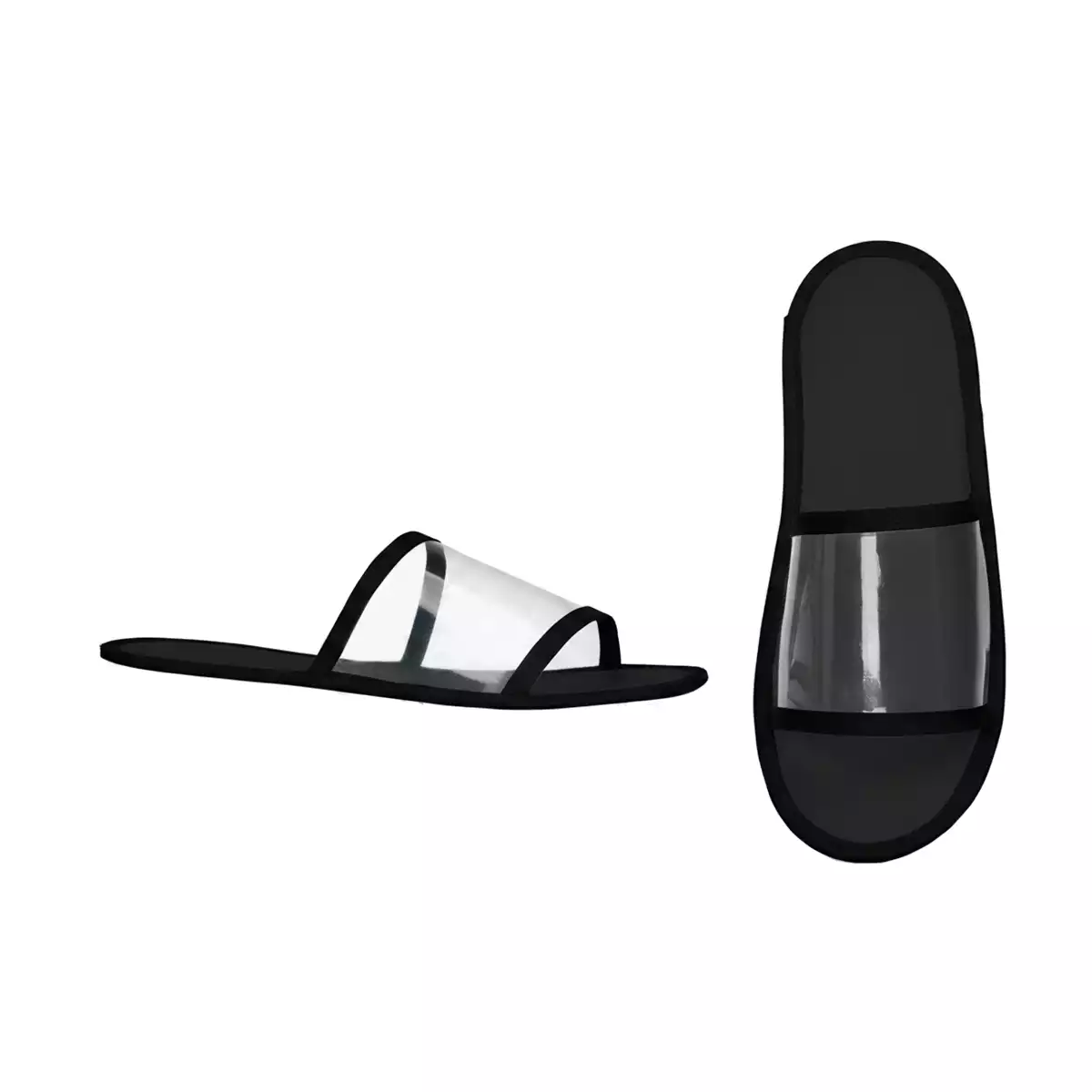 Тапочки на жесткой подошве ЭВА (эвапласт) 4мм, плёнка ПВХ , черные, размер 37-43