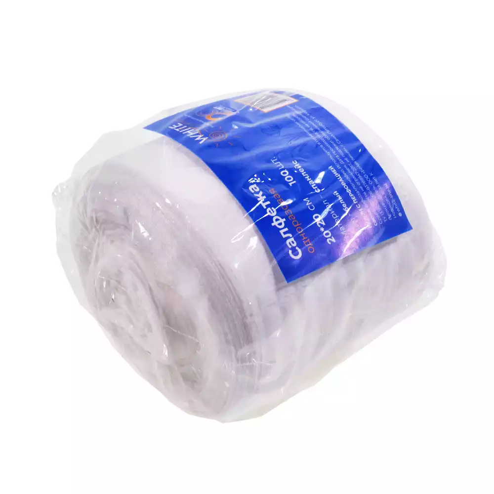 Рулон гигиенический, размер 20*20см, материал спанлейс 40г/м2, с перфорацией №100, белый